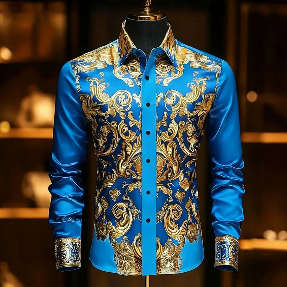 

Men's Long Sleeved Lapel Shirt Fashionable Casual Social Luxury Printed Design Comfortable Soft Fabric Party Gather