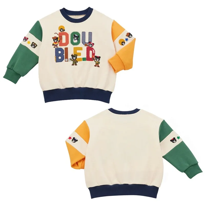 

Японские детские толстовки с капюшоном, черный медведь, цветной блок, толстовка с длинными рукавами для мальчиков, толстовки для маленьких мальчиков, детские топы с капюшоном