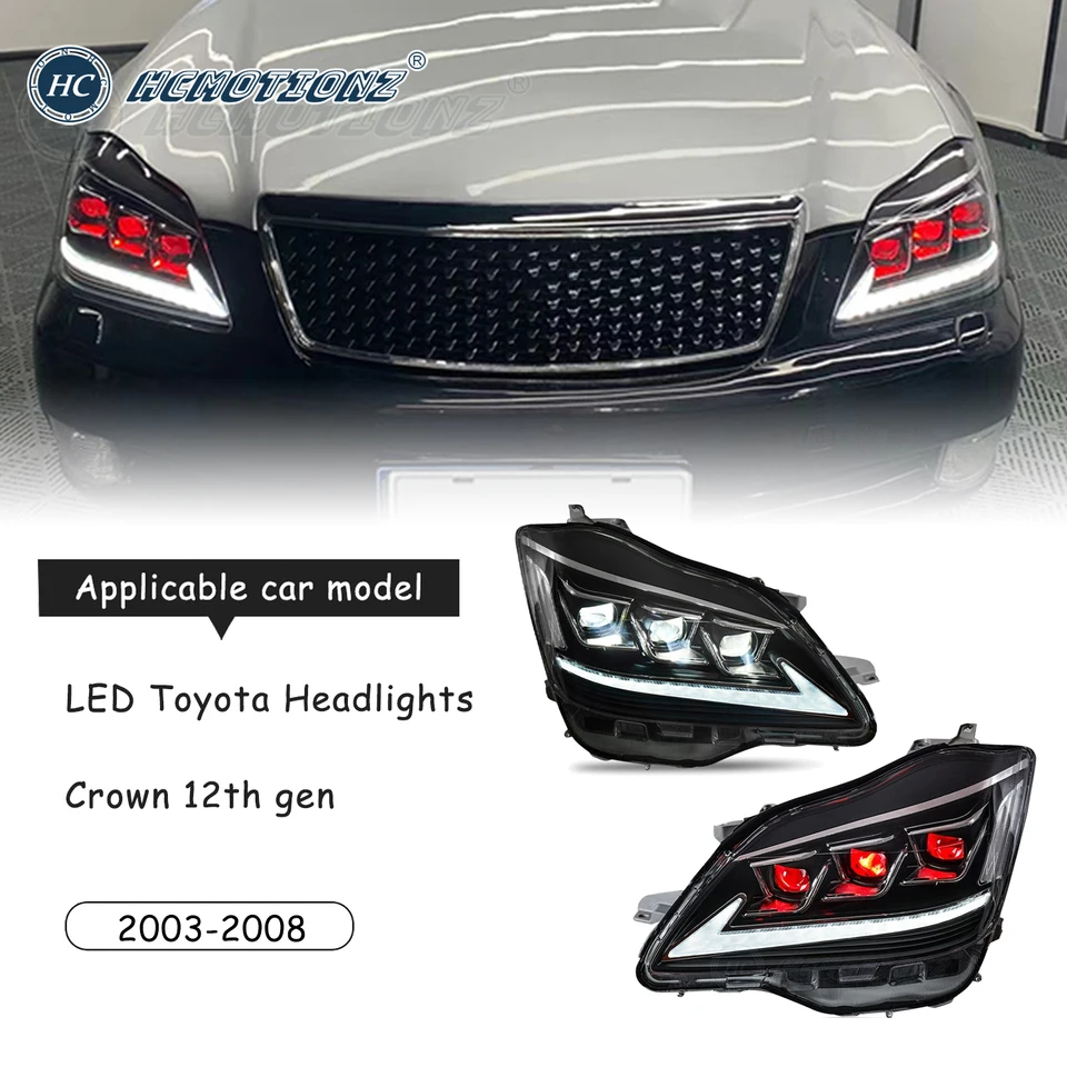 HCMOTIONZ LED Headlights For Toyota Crown 2003-2008 12th Gen DRL