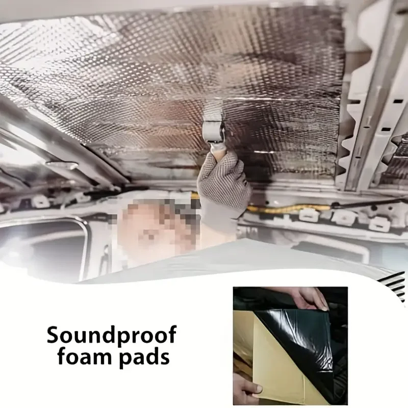 40X100/200cm Car Soundproofing Deadening Mat Sound Deadening Car Heat Noise Insulation Deadening Mat For Car Hood Engine Door image 2