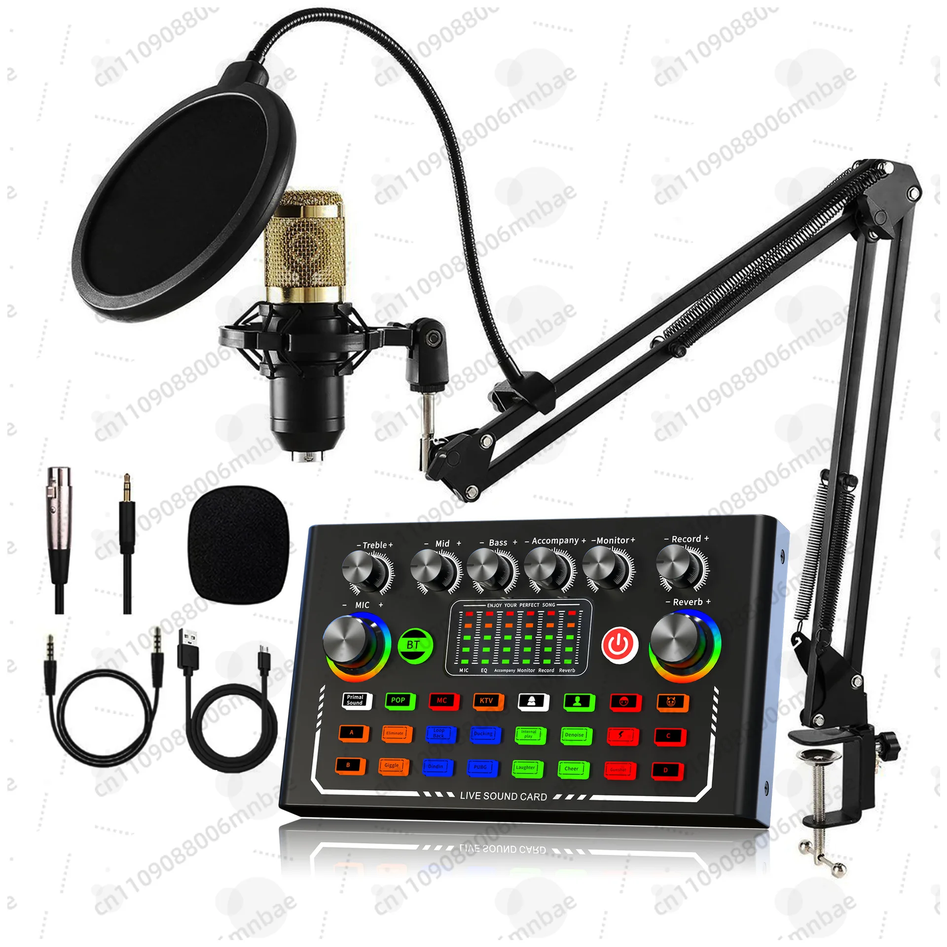 

F009 Usb Sound Card Set Professional Studio Singing Audio Mixer Podcast Microphone Bundle Pc Mic Kit Condenser Live Streaming