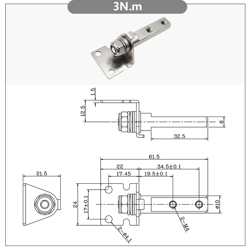 Arbitrary Stop Damping Hinge L-Shaped Torque Shaft 360 Degree Damper Stop Hinge