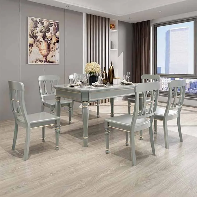 Wood Light Luxury Dining Table Rectangular Unique 4 Chairs Modern Tables Living Room Space Saving Mesas De Jantar Home Furniture