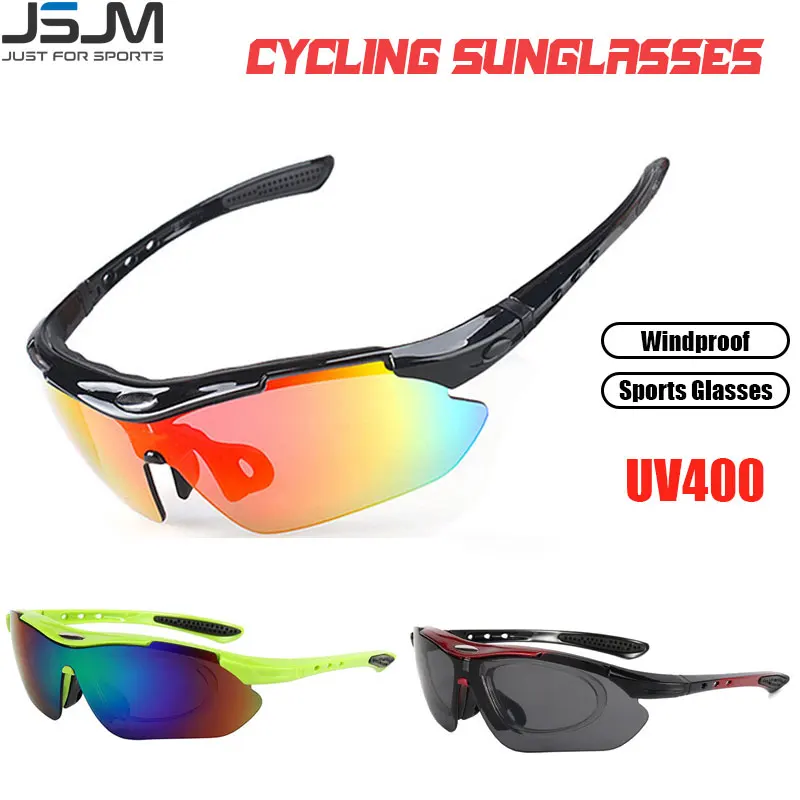 JSJM New Outdoor Sports Sunglasses UV400 Road Bicycle Glasses Men Mountain Cycling Glasses MTB Riding Protection Goggles Eyewear