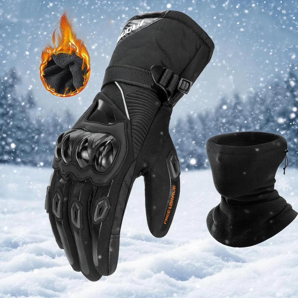 

Men Motorcycle Gloves Winter Windproof Warm Moto Biker Gloves Full Finger Motorbike Riding Touch Screen Guantes Moto Black M-2XL