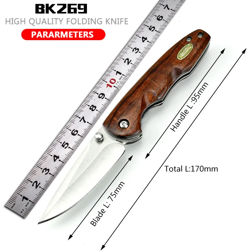 Hot Sale Outdoor Camping Portable Pocket Mini Folding Knife Stainless Steel Blade Wooden Handle Survival Knives EDC Tool