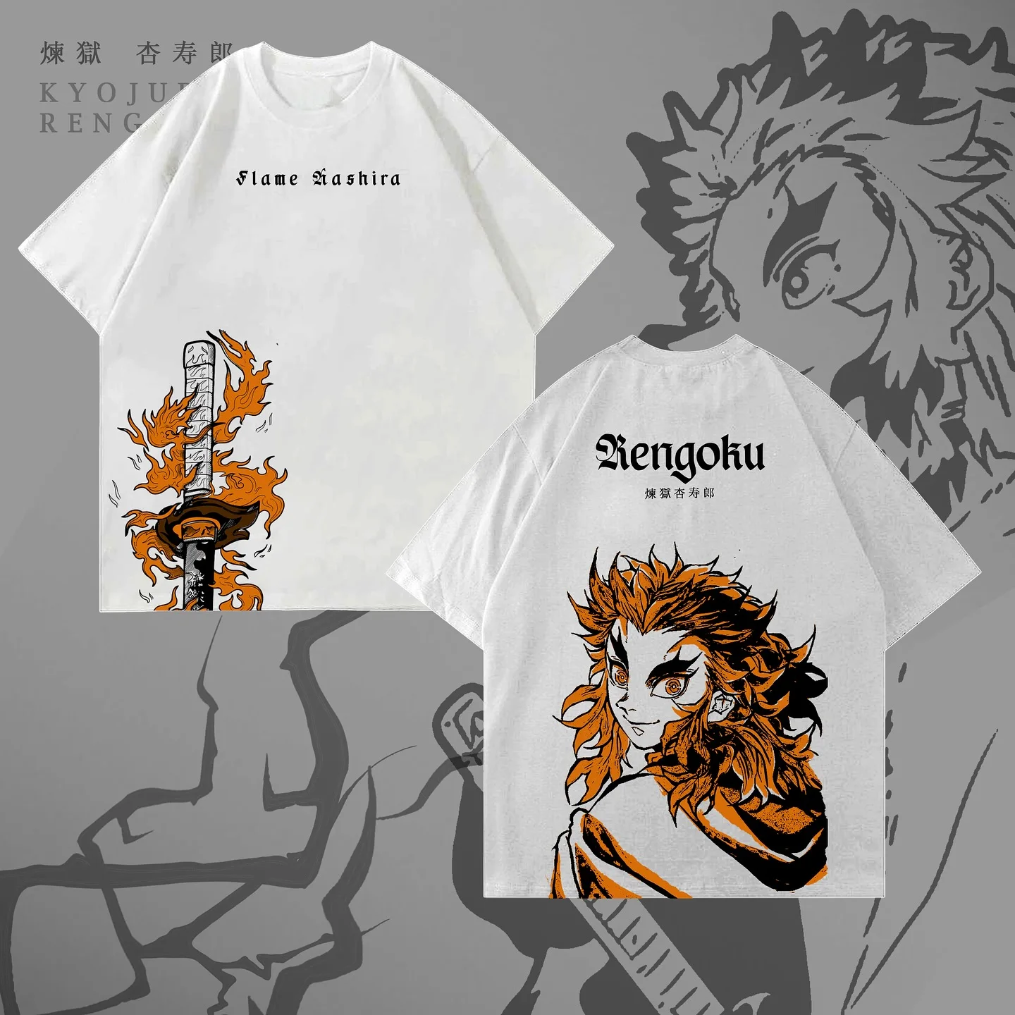 

Rengoku kyoujurou graphic t shirts couples oversized y2k top demon slayer short sleeve streetwear vintage t shirt men clothing