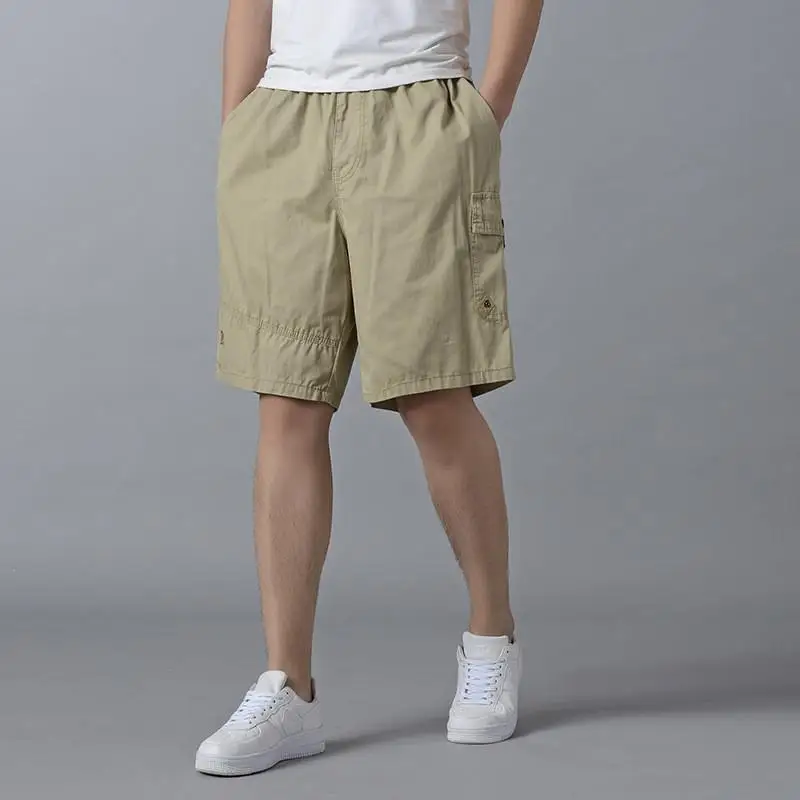 

plus Size Casual Pants Men's orts High Waist Straight Leg Workwear Trousers Faionable Urban Khaki Cotton Blend