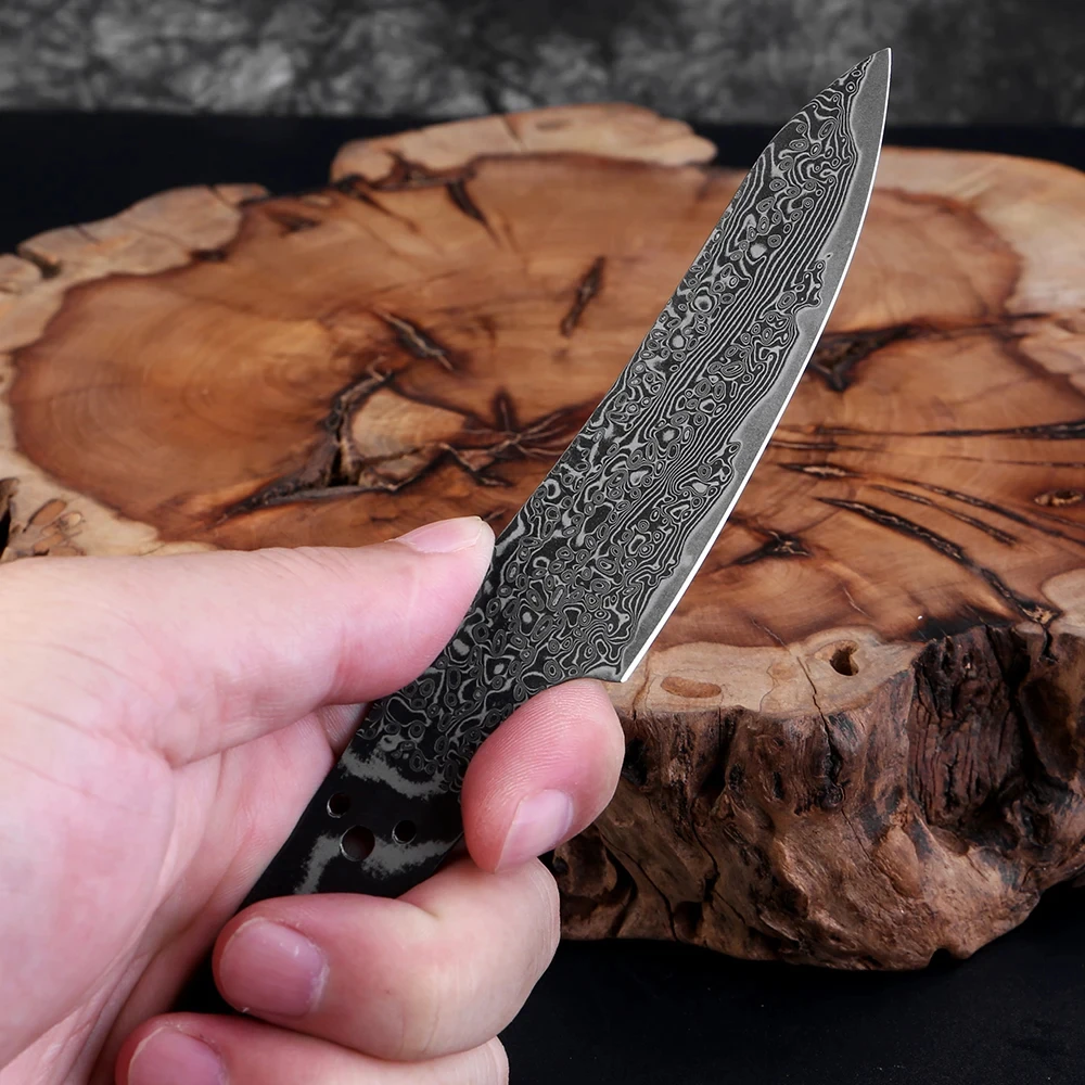 XITUO 4-inch Black Blade Damascus Steel Knife Blank Hand-Forged VG10 Core DIY Knife-Making Material Full Tang Knife Blank view 5