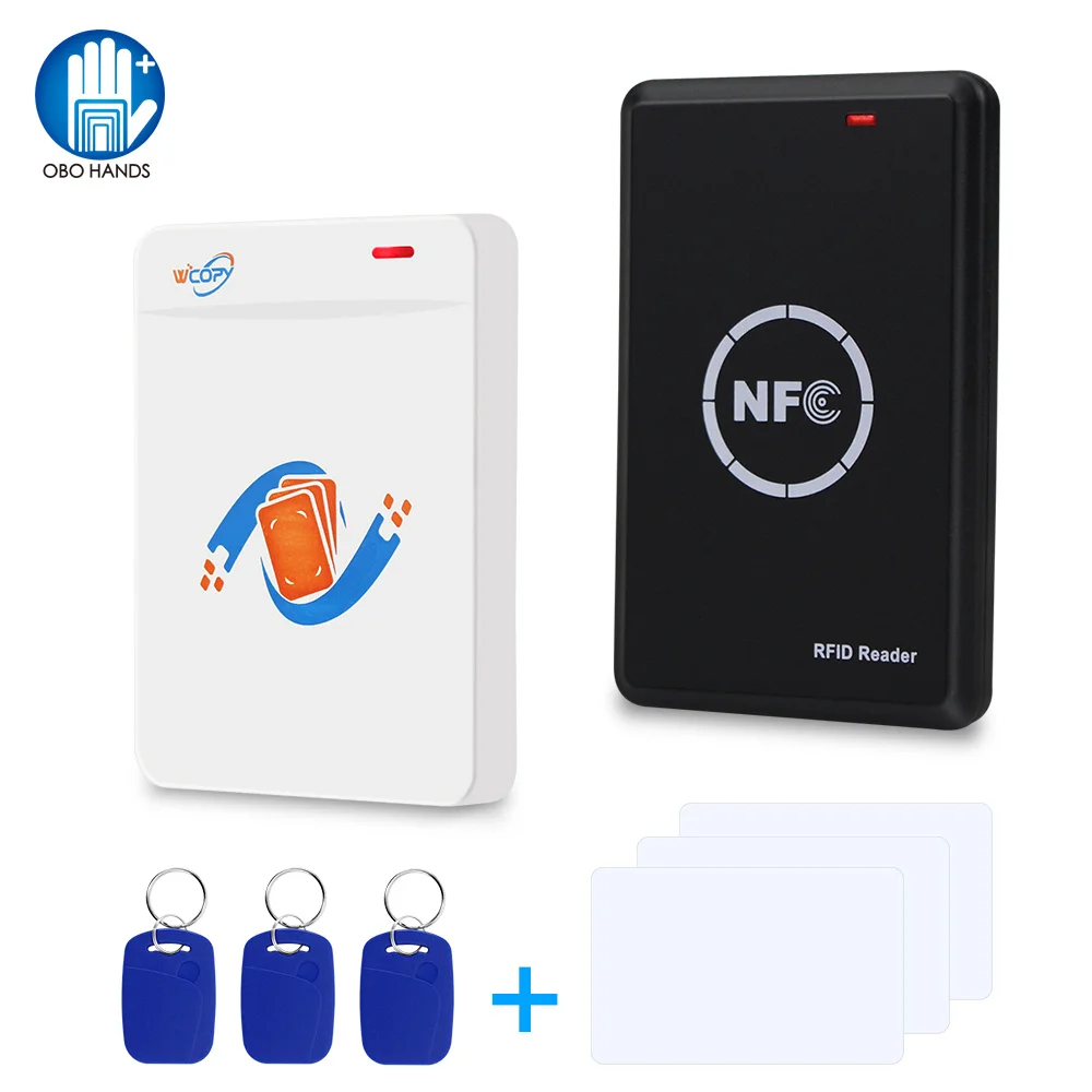 NFC Smart Card Reader/Writer RFID Duplicator EM4305 T5577 Tag 125KHz 13.56MHz Copier USB Programmer Keychain Card ID IC EM UID