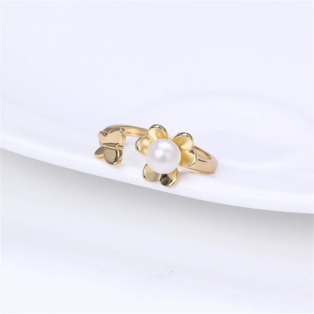 

18K Gold Plated Pearl Set Base, DIY Jewelry Making Supplies, Blank Pendant Ring Ear Stud Bases for Handmade Accessories No Pearl