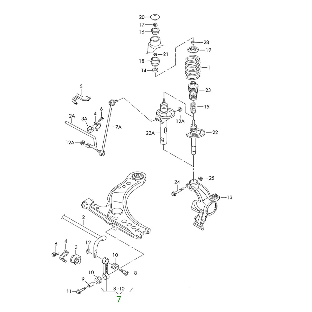 1J0411315C 1J0411315J 2Pcs Front Axle Both Sides Left Right Anti Roll Bar For VW Golf 4 Bora New Beetle Audi A3 S3