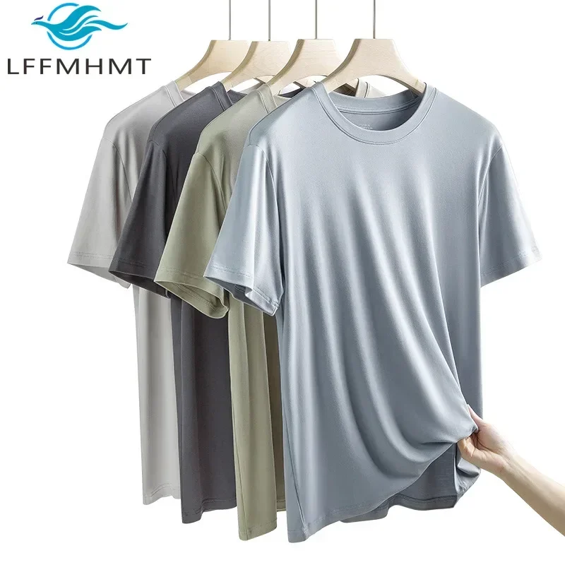 

Silk Feeling Comfortable 60S Yarn Premium T-shirt For Men Soft Thin Breathable Summer Fashion Basic Tees Women Unisex Daily Tops