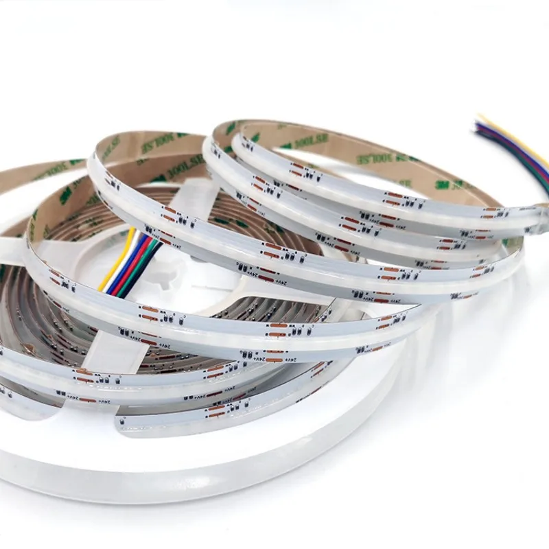 24V Rgbwc Cob Led Strip 840Leds/M Rgbct 5 In 1 Hoge Helderheid Cob Sfeer Kleurrijke Licht Flexibele Verlichting Tape 12Mm Pcb