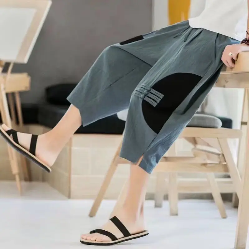 

Men's Summer Lightweight Straight-Leg Linen Retro Chinese Style Shorts