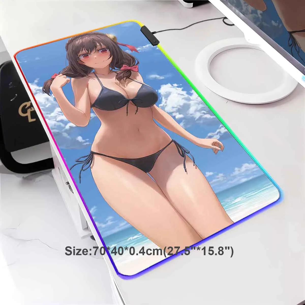 

Коврик для мыши с RGB-подсветкой в стиле аниме KonoSuba Overwatch Коврик для мыши KonoSuba Yunyun Большой коврик для мыши Нескользящий коврик для геймерской клавиатуры XXL