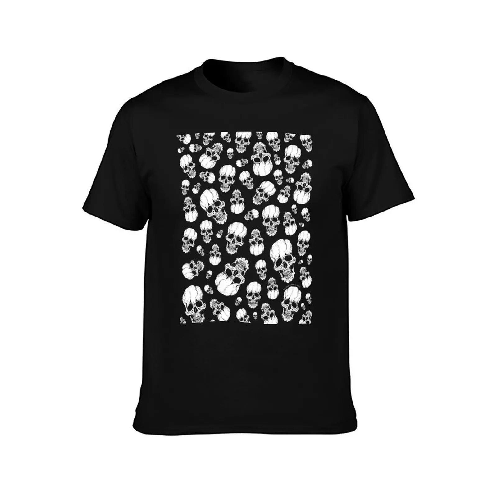 Skulls, Skulls and More Skulls 티셔츠 남성용 티셔츠 코튼 퍼니 에센셜 티셔츠 티셔츠