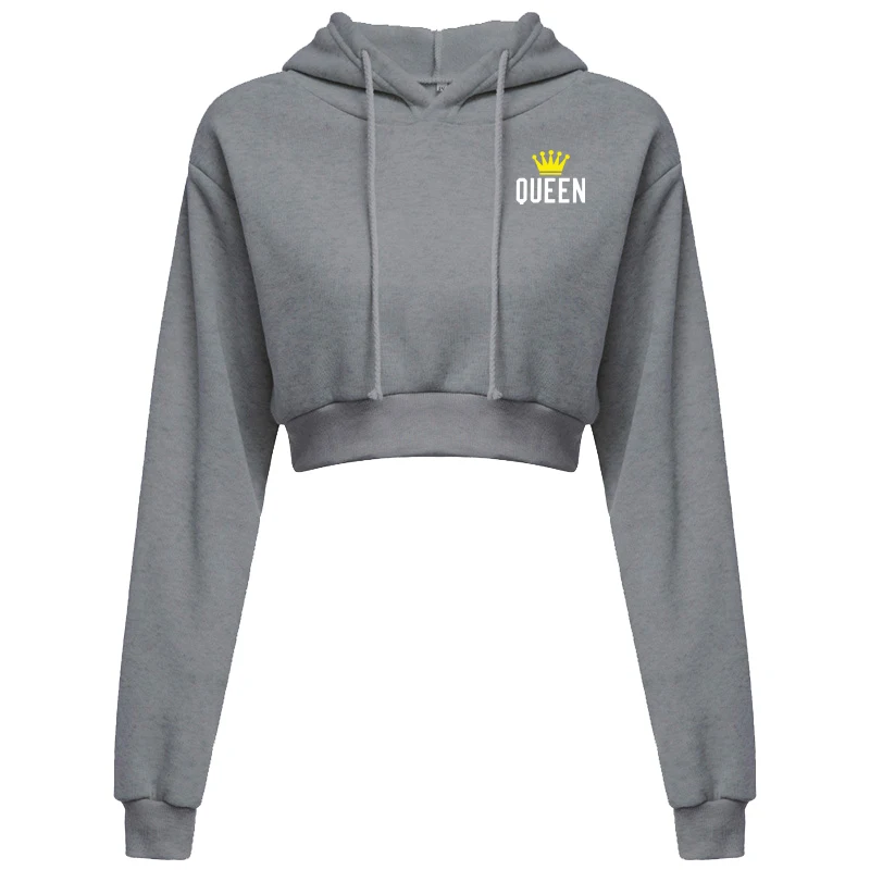 Fashionable women's printed open top hooded sports short jacket with exposed navel hooded sweatshirt casual hoodie