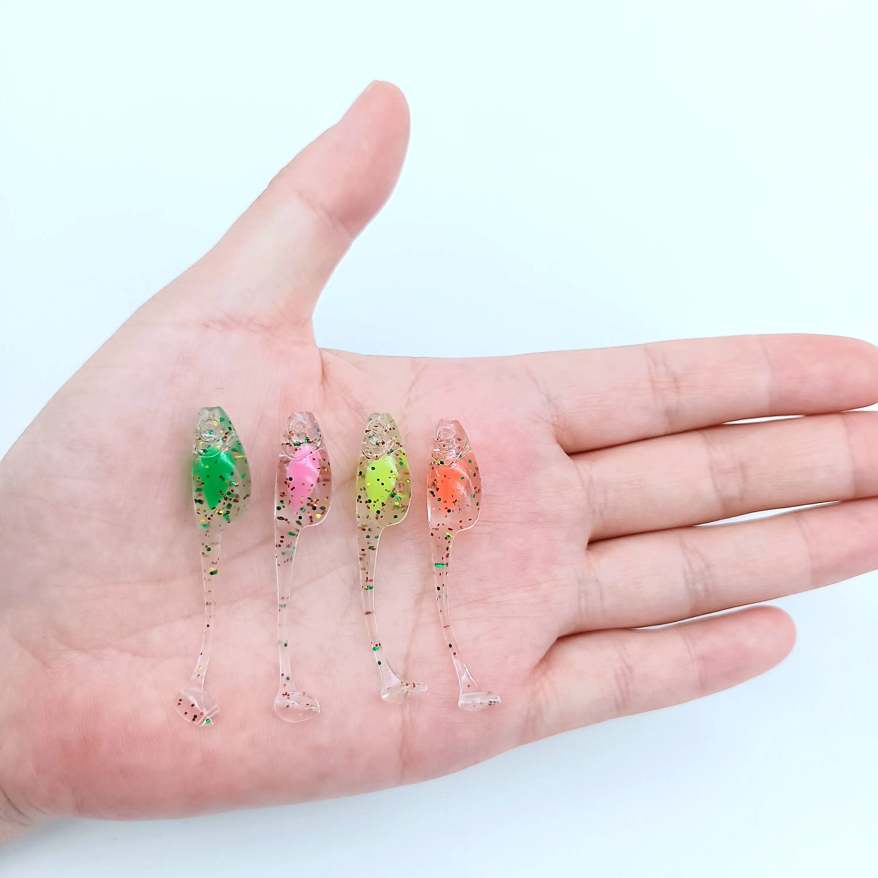 DUODUOYU 5PCS  New Mini Soft Fishing Lure 0.8g/90mm T-tail Soft Worm Jig Fish Wobbler Artificial Bait Silicone Fishing Tackle