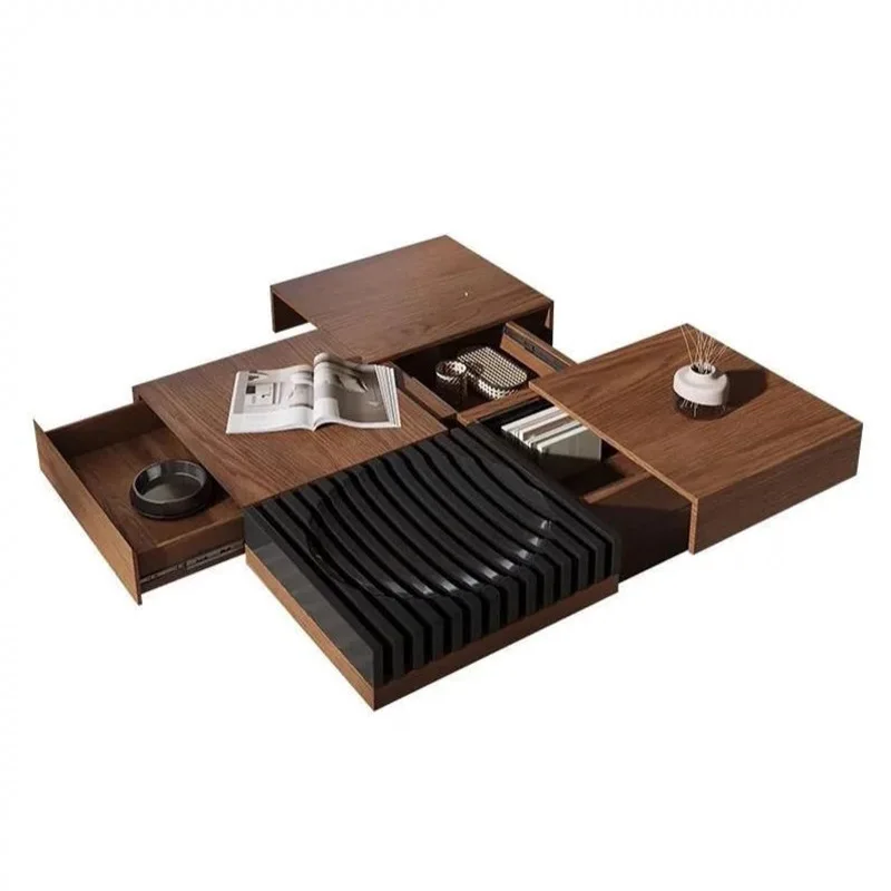 

Living room solid wood walnut coffee table Nordic North America modern storage simple small apartment square