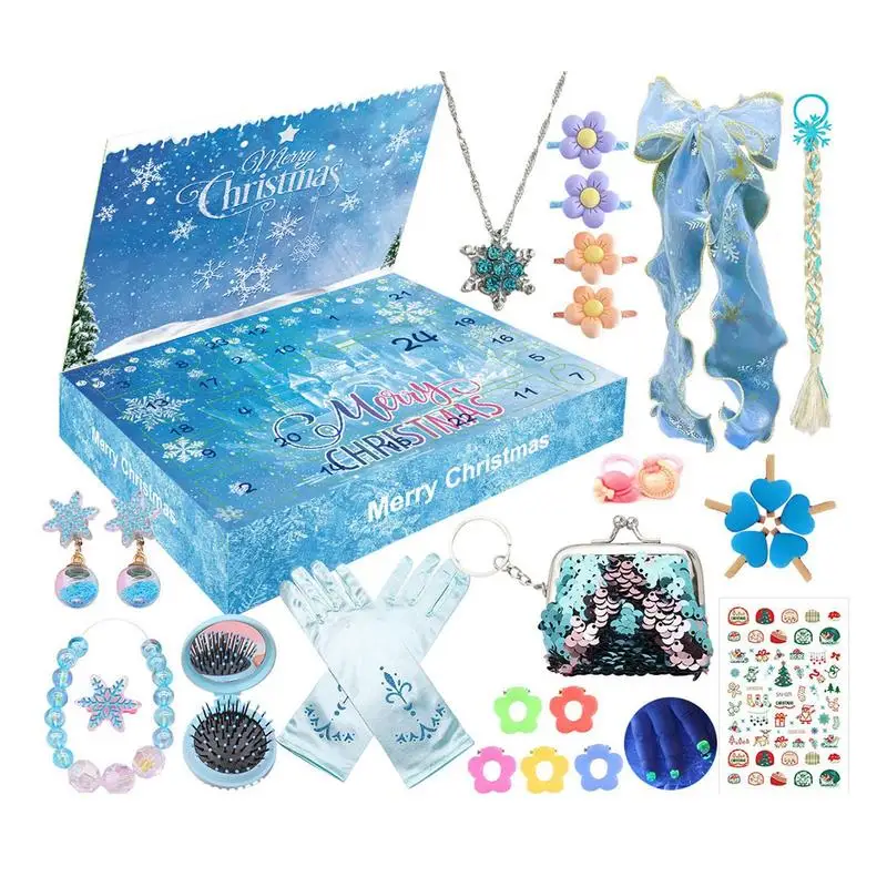 Christmas Advent Calendar Box surprise Gift box Princess Pretend makeup set jewelry cute toys snowman for Girls Christmas Gifts