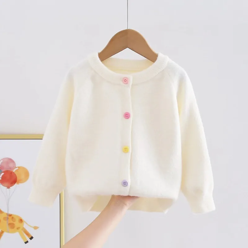 UNITIM 2026 Herbst Winter Kinder Mädchen Pullover Ins 2-10 Jahre Kinder Mädchen Vielseitige Strickjacke Bunte Knöpfe Junge Teenager Mädchen Mantel – Detail 3