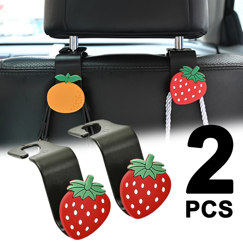 2Pcs Car Seat Back Hook Universal Auto Cute Cartoon Stars Wing Fruit Pig Storage Hanger Hooks Organizer Car Accessories Interior