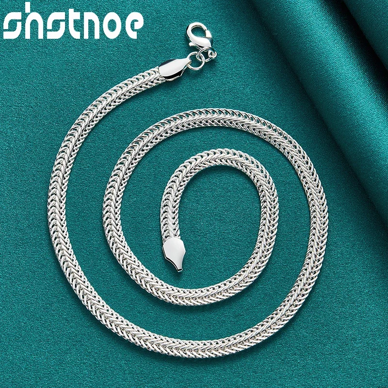 SHSTONE 925 Sterling Silver 20-calowy płaski łańcuszek węża Naszyjnik dla kobiet Mężczyzna Moda Impreza Ślub Urok Prezent Biżuteria zaręczynowa — zdjęcie 3