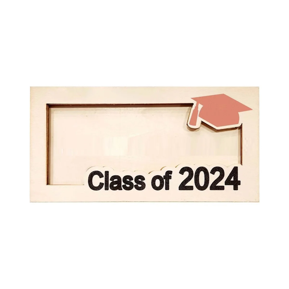 2024 Personalized Graduation Money Gift Holder Custom Wooden Graduation Cash Holder Card Box, Class of 2024 Light Brown