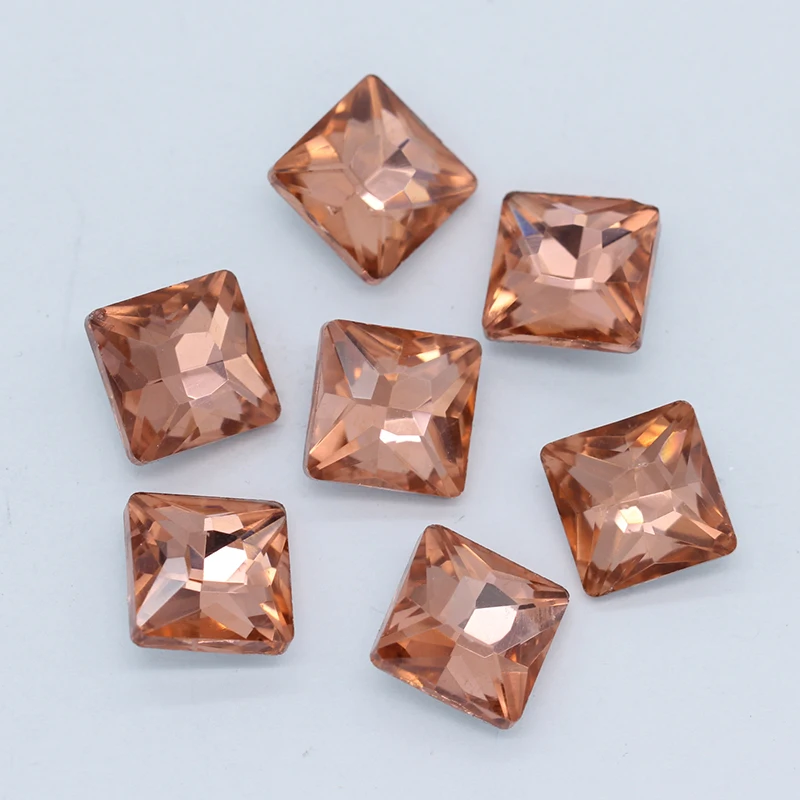 50p 8mm square color faceted glass fancy stone pointed foiled back crystal rhinestones jewelry Decoration shoes clothes material