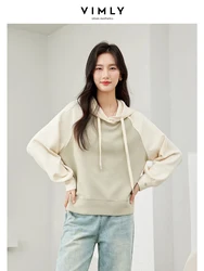 Vimly Women Contrast Short Hoodies Draw String Hooded Sweatshirts 2024 Spring Female Long Sleeve Top Casual Pullover Woman M5761