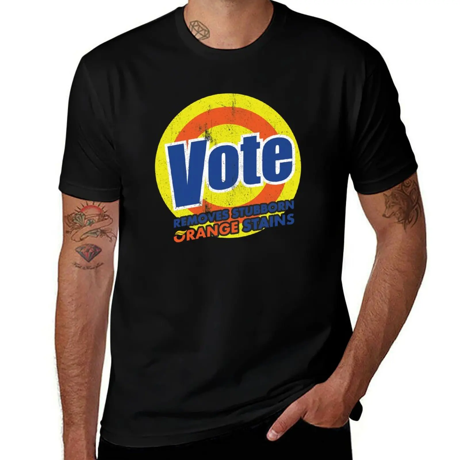 Vote removes stubborn orange stains vintage style - ver 2 T-Shirt Work Daily Short Sleeve Top