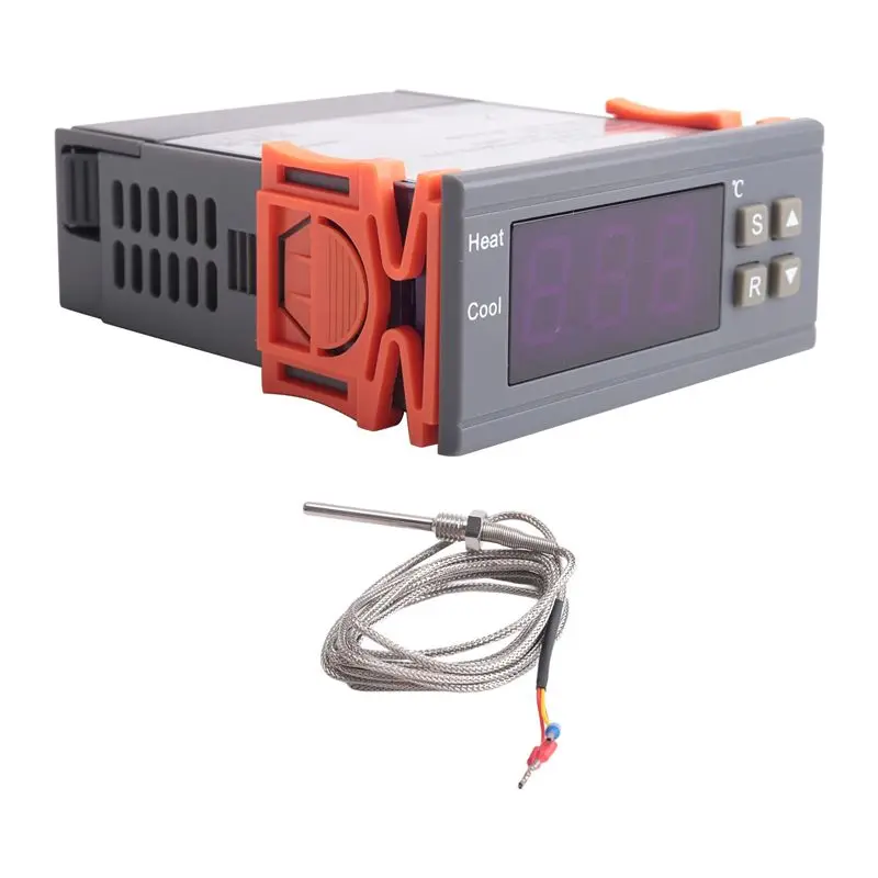 2X Digital Temperature Controller -99-400 Degree PT100 M8 Probe Thermocouple Sensor Embedded Thermostat 220V Switch