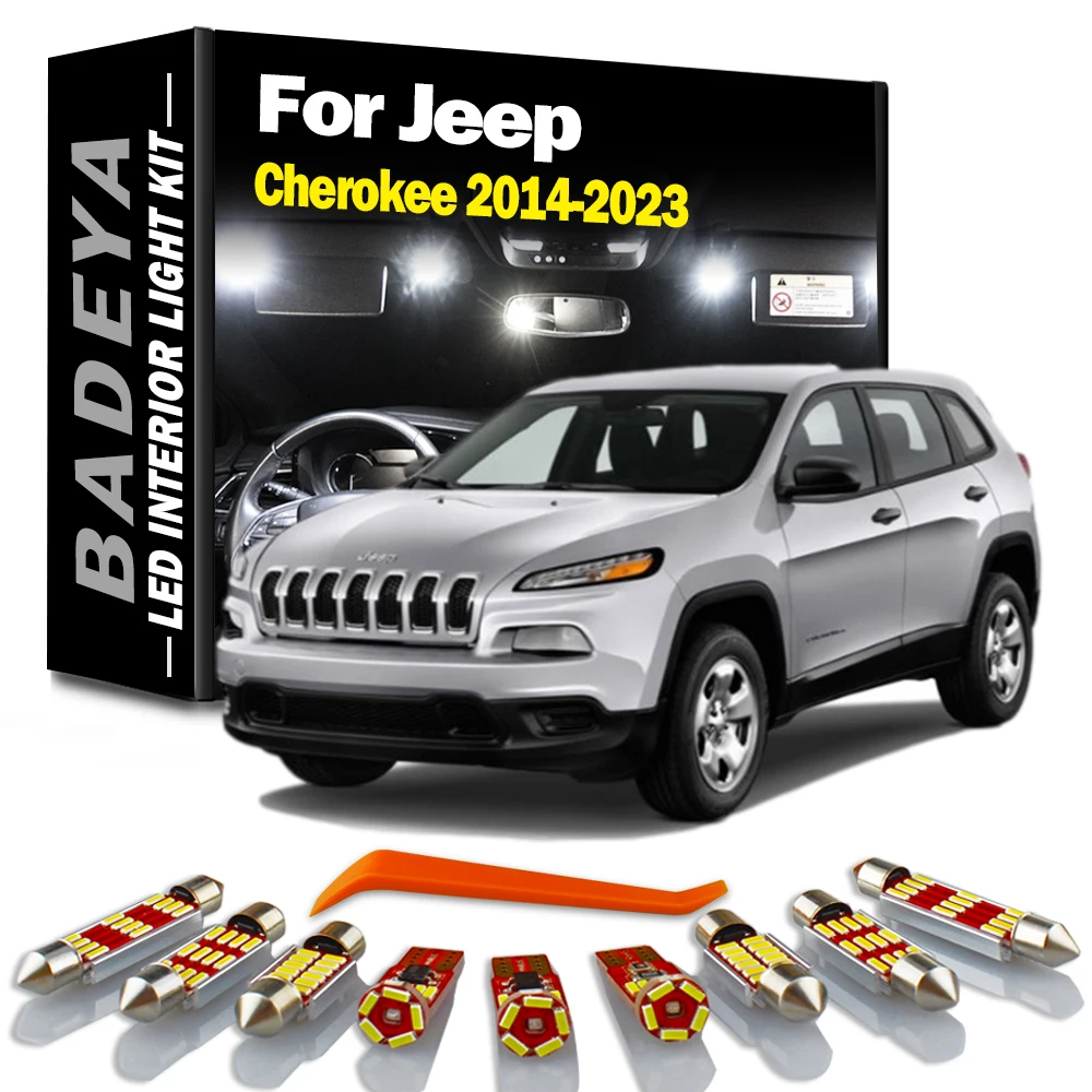 

16Pcs For Jeep Cherokee KL 2014 2015 2016 2017 2018 2019 2020 2021 2022 2023 LED Interior Map Roof Plate Light SunVisor Bulb Kit