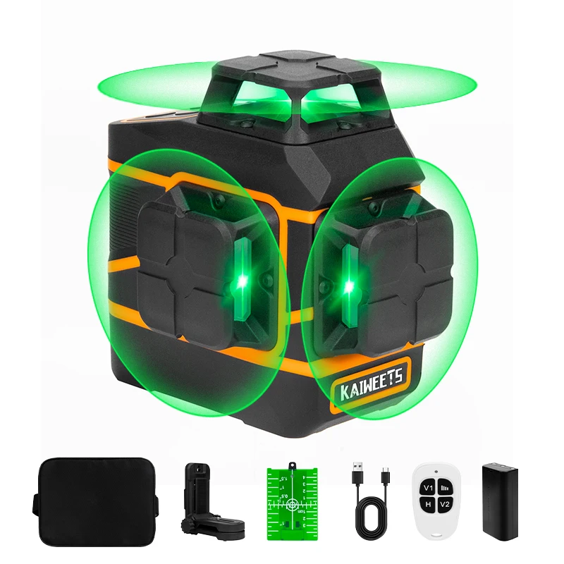 KAIWEETS Laser Level 12 Lines 3D Self-Leveling 360 Rotary Outdoor Indoor Mode with Tripod Stand Accept Custom