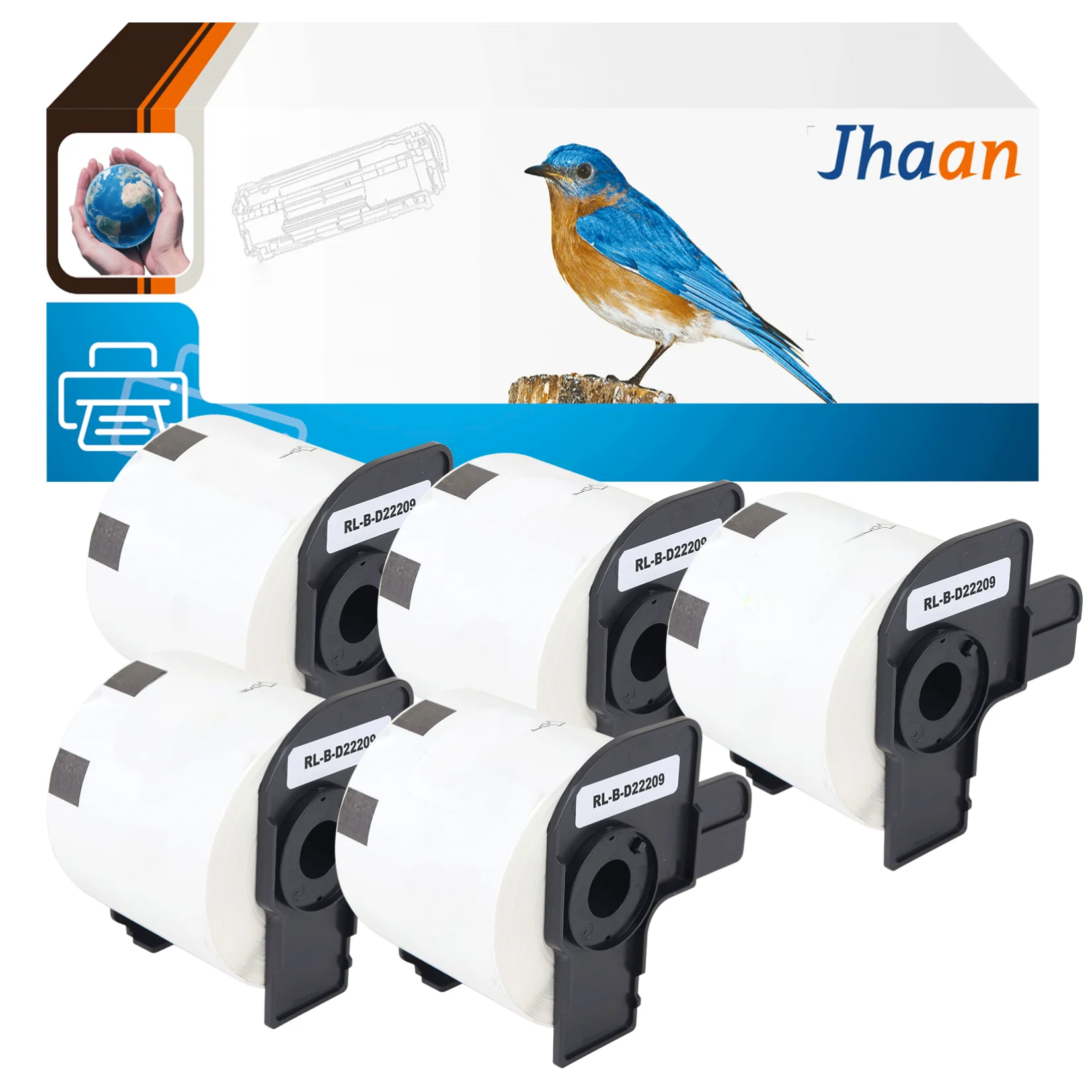 Jhaan 5 X DK-11209 (29X62mm, 800 Etiketten) Kompatible Etiketten (Weiß) Kompatibel mit P-Touch QL-500 QL-570 QL-700 QL-800 QL-810W – Detail 1
