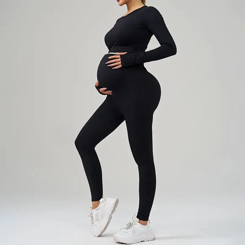 Leggings premaman elastici a vita alta Donna Skinny Supporto per la pancia Body Shaper Leggings fitness Solid Gravidanza Yoga Top Pantaloni