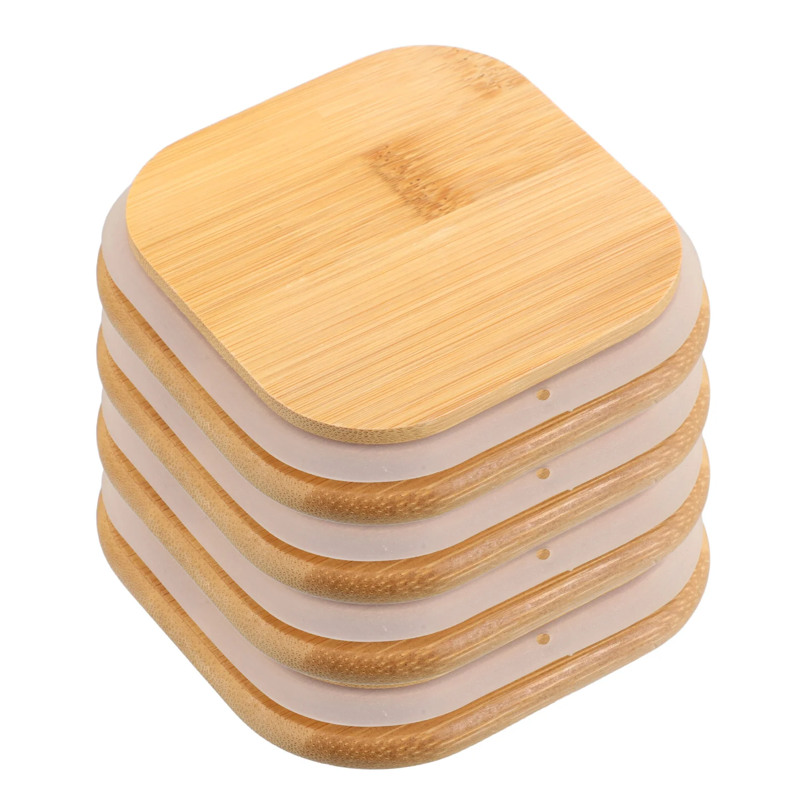 

4 Pcs Glass Sealed Jar Lid Bamboo Airtight Kitchen Storage Containers Square Canisters Borosilicate Tea Coffee Sugar