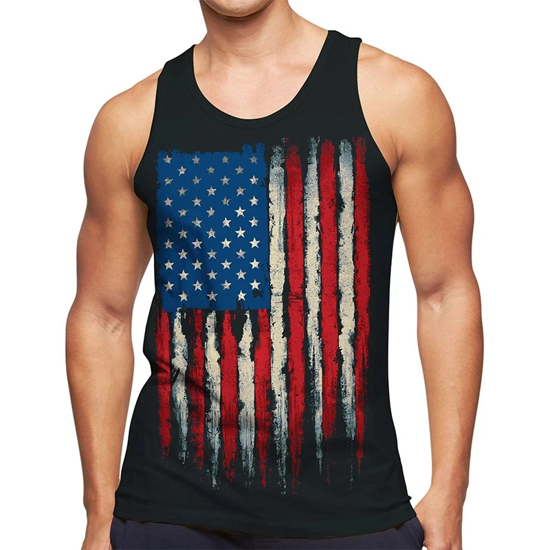 American Eagle USA Flag Graphic Tank Top Gym Tops Men's 3D Print Streetwear Casual Vest Quick Drying Sleeveless T-Shirt Tops 6XL