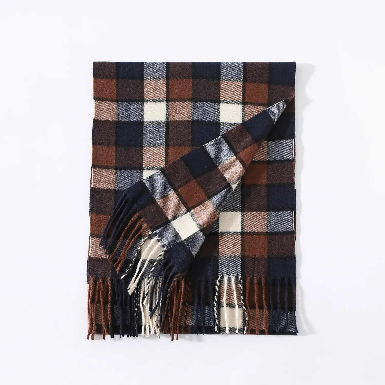 2024 Winter Cashmere Scarf for Men Plaid Color Warm Pashmina Shawl Head Wrap Tassel Scarves Knitted Men Foulard Blanket Color: