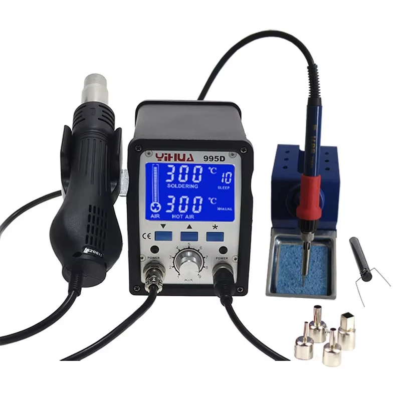 

YIHUA 995D 750W Dual SMD BGA Rework Station Hot Air Gun & Soldering Iron, PID Control ±1°C