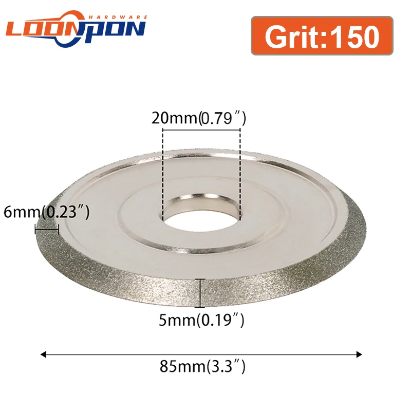 1Pc Diamond Coated Grinding Wheel Cutter Grinder Tool 85x20x5mm 150 Grit