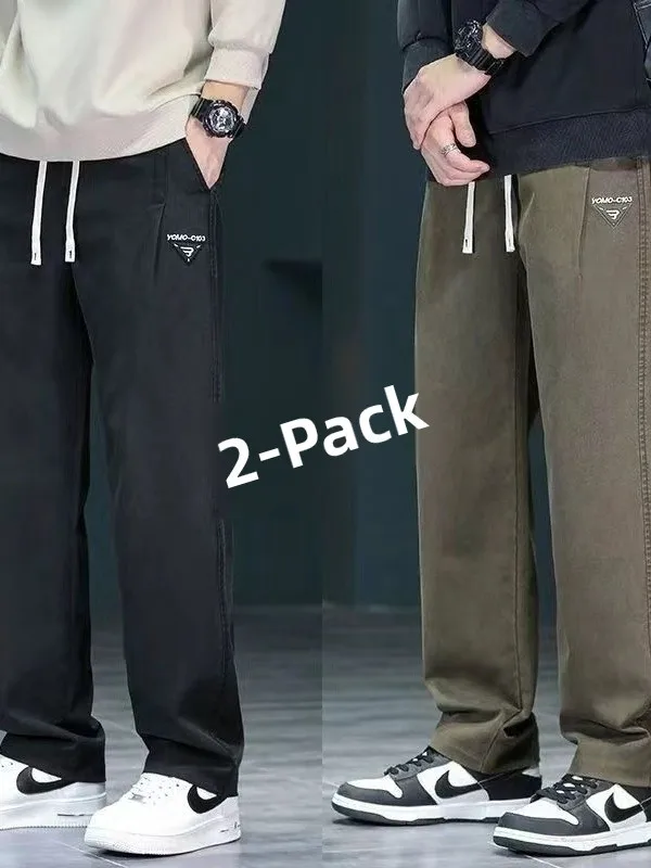 

Легкие повседневные мужские брюки свободного кроя с широкими штанинами, прямые брюки, летние новые модные брюки с эластичным поясом, хлопковые, для повседневной носки