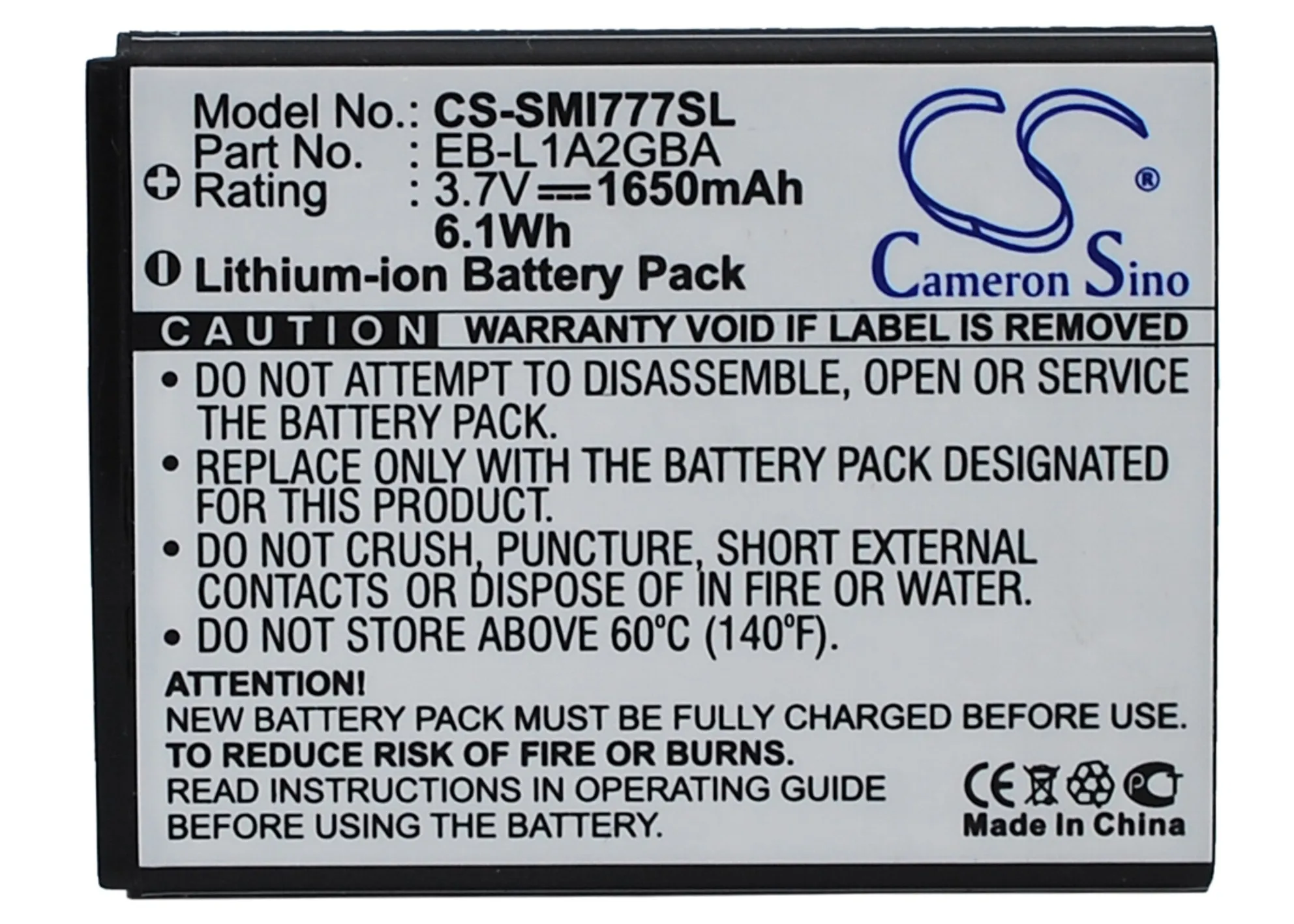 Mobile agli ioni di litio, batteria per SmartPhone per Samsung AT&T,3.7V,1650mAh,Galaxy reach 4G SGH-I777,EB-L1A2GB EB-L1A2GBA/BST