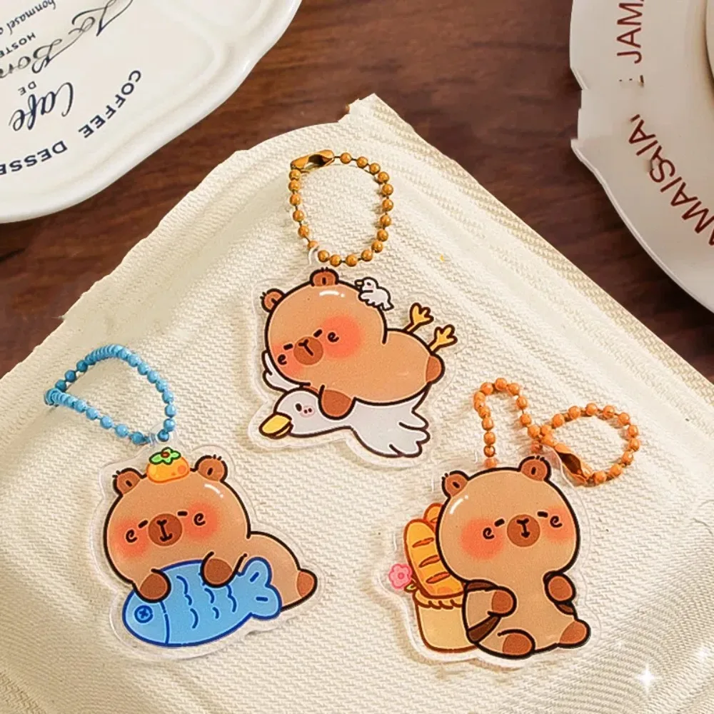 New Lovely Capybara Keychain Acrylic Cartoon Bag Charm Key Ring Gift