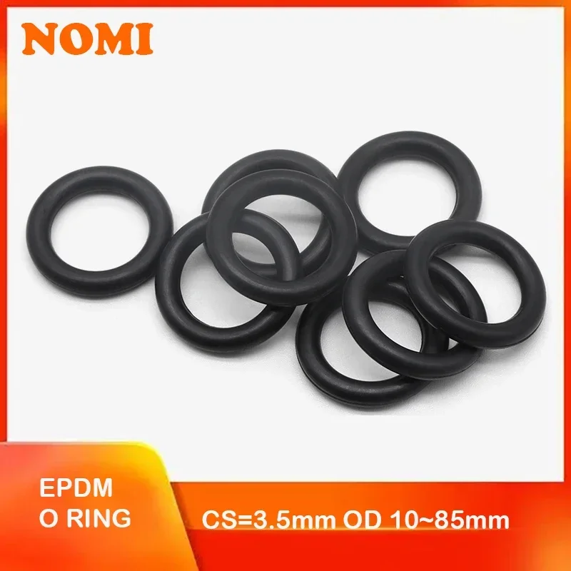 

EPDM o Rings CS 3.5mm OD 10 ~ 85mm Acid and Alkali Resistance Water Resistance Friction Resistance o-ring Black 10/50Pcs