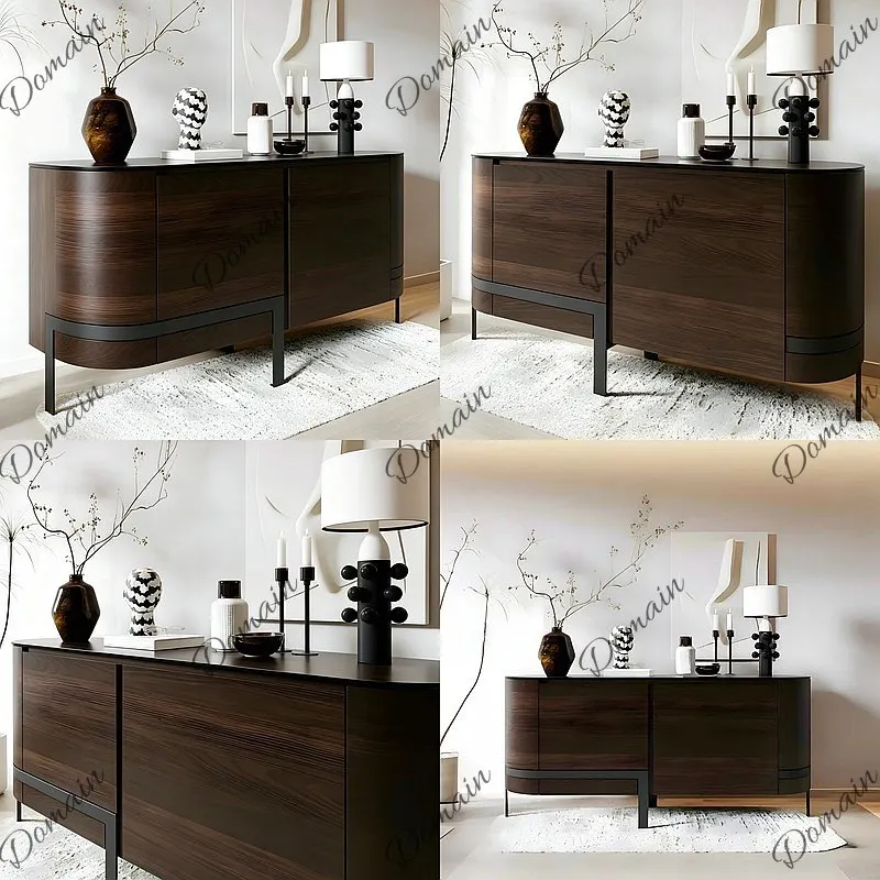Vintage Wabi-Sabi Entryway Cabinet, Italian Modern Solid Wood Sideboard, New Chinese Style Storage Buffet for Living Room