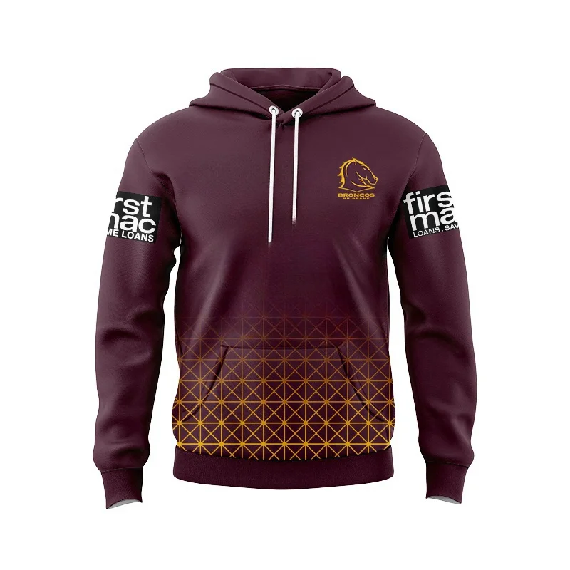 Winter hoodie 2024 Brisbane Broncos Home Rugby Shirt Men's Ocean Training T-shirt