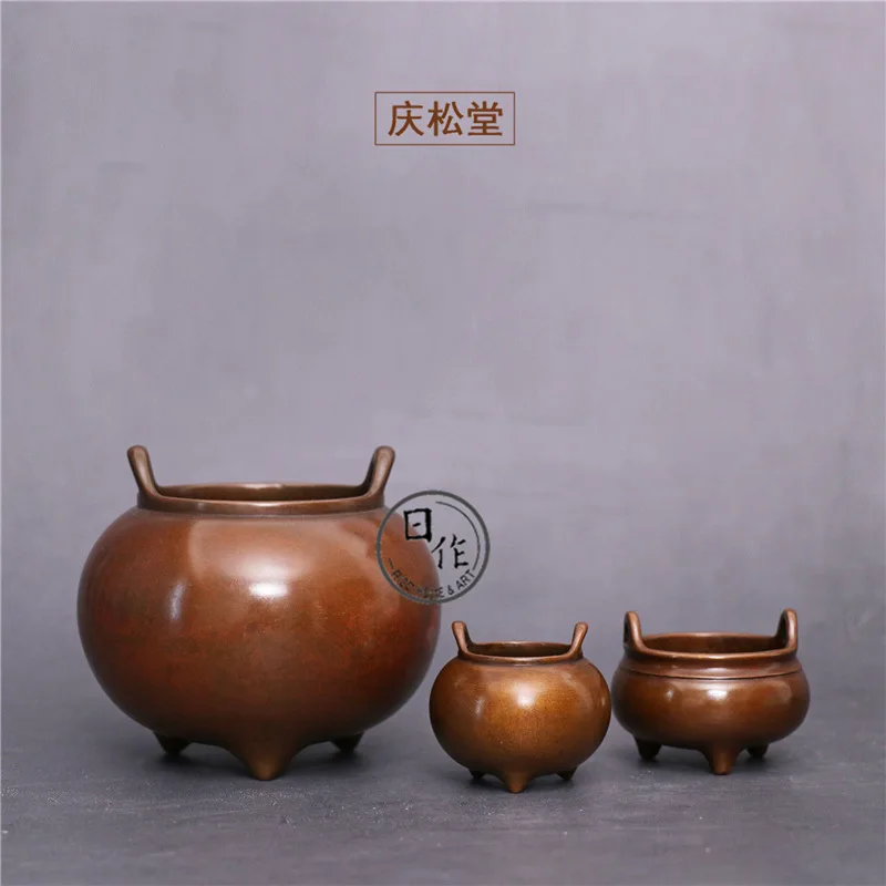 Gu Su Famous Hu Qingsong Antique Pure Copper Incense Burner Joss-Stick Burner First-Hand Stove Tea Ceremony at Home