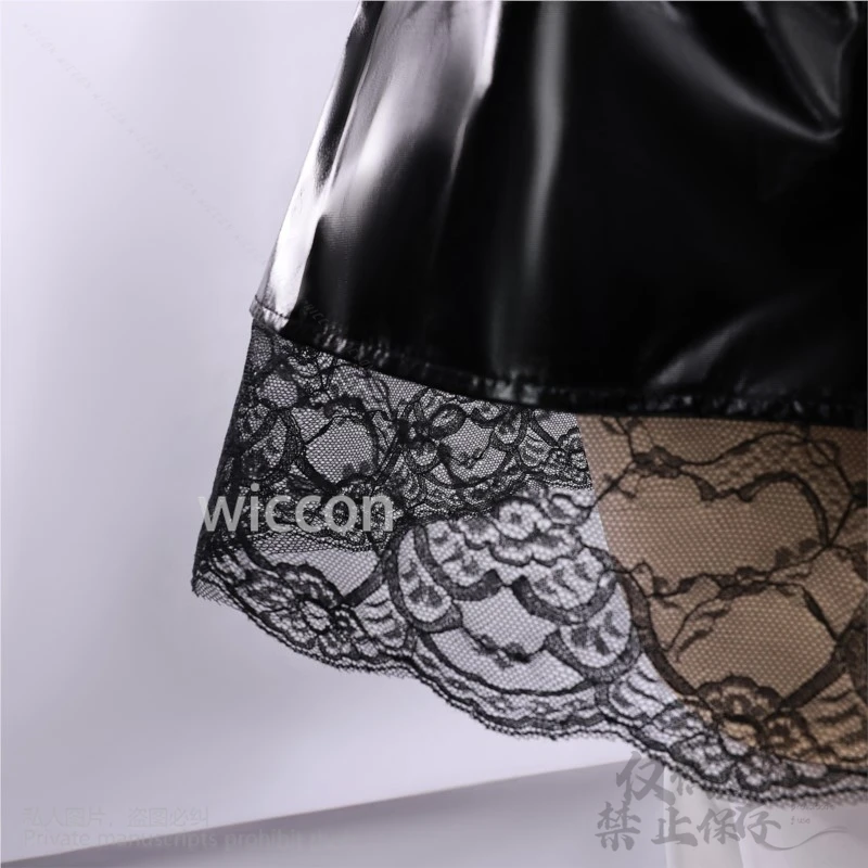 Jirai Kei สาว MisaMisa คอสเพลย์อะนิเมะเครื่องแต่งกายหนัง PU ชุดวงเล็บกระโปรงเซ็กซี่ Gothic Black Lolita ลูกไม้ที่กําหนดเอง